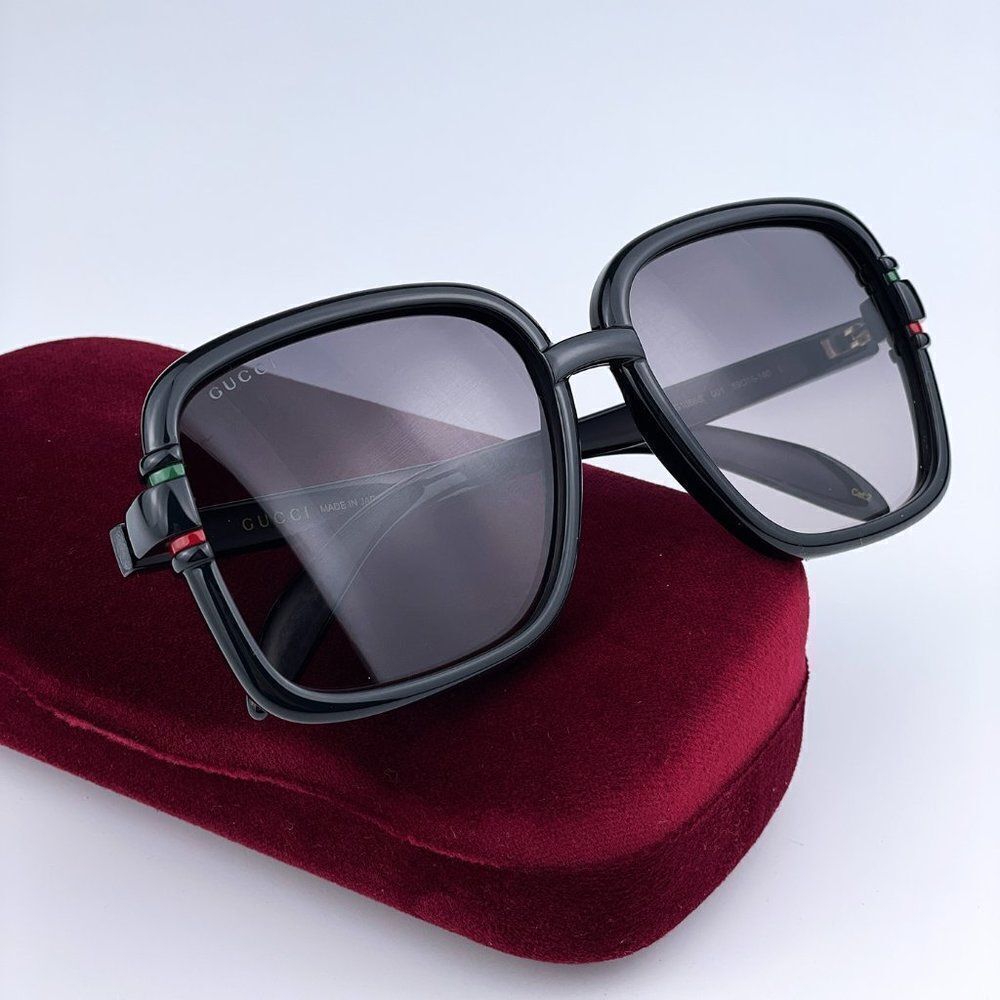 SALE! NEW GUCCI GG1066S 001 Black Gray Gradient Butterfly Women Sunglasses - Picture 2 of 12